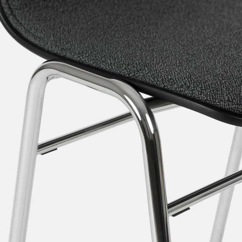 Chaise de bar 75 cm en tissu noir et cadre argenté Touchwood - Hem