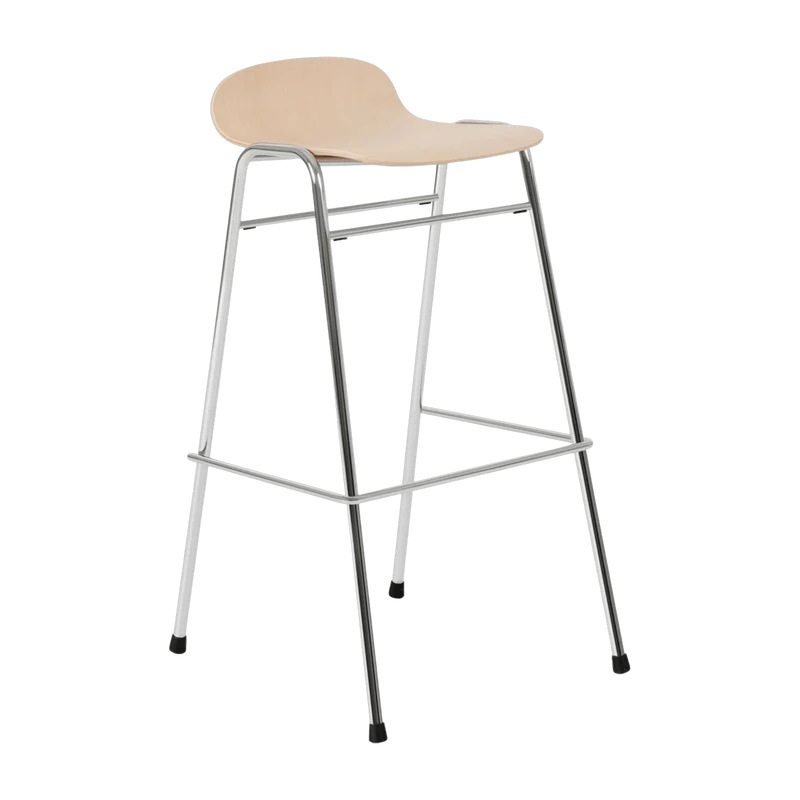 Tabouret de bar 75 cm en bois naturel et cadre argenté Touchwood - Hem