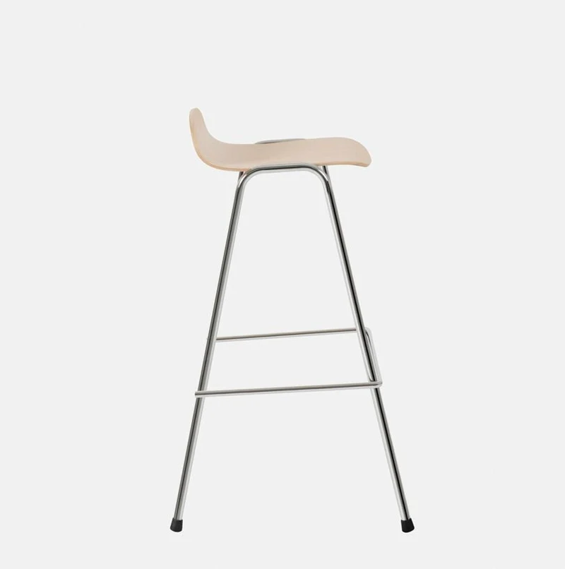 Tabouret de bar 75 cm en bois naturel et cadre argenté Touchwood - Hem
