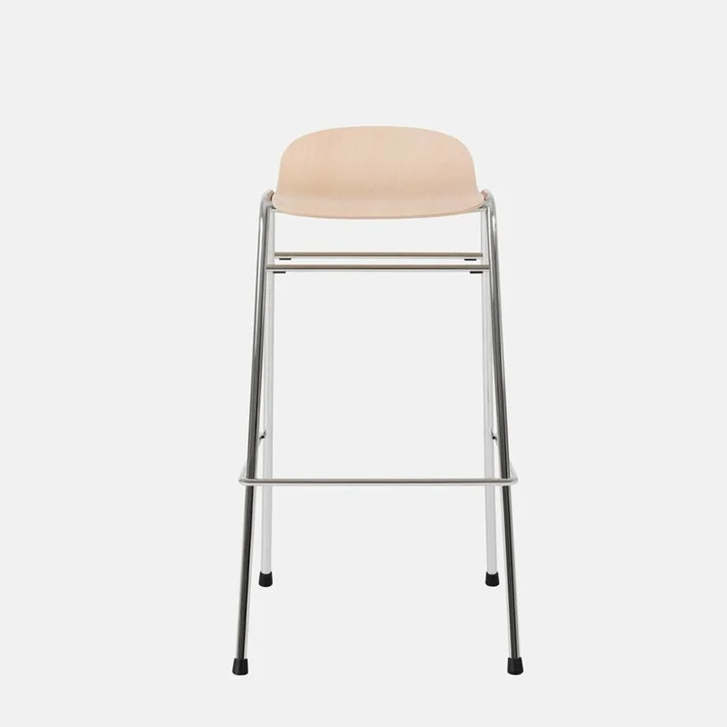 Tabouret de bar 75 cm en bois naturel et cadre argenté Touchwood - Hem