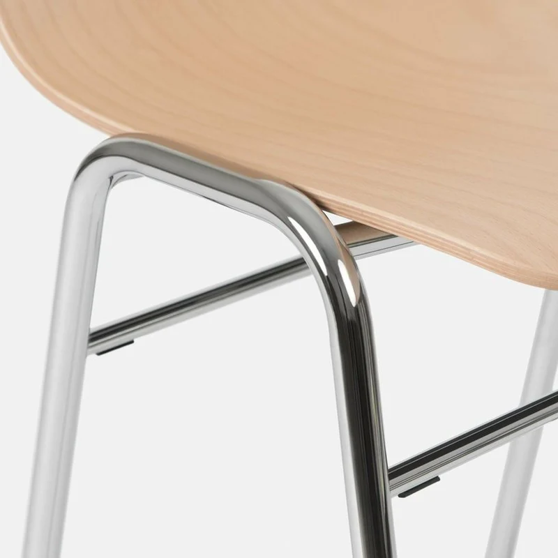 Tabouret de bar 75 cm en bois naturel et cadre argenté Touchwood - Hem