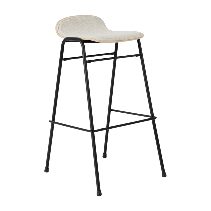 Tabouret de bar 75 cm en tissu gris et cadre noir Touchwood - Hem