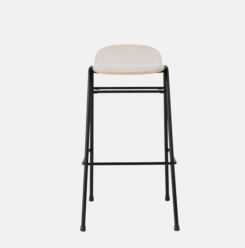 Tabouret de bar 75 cm en tissu gris et cadre noir Touchwood - Hem