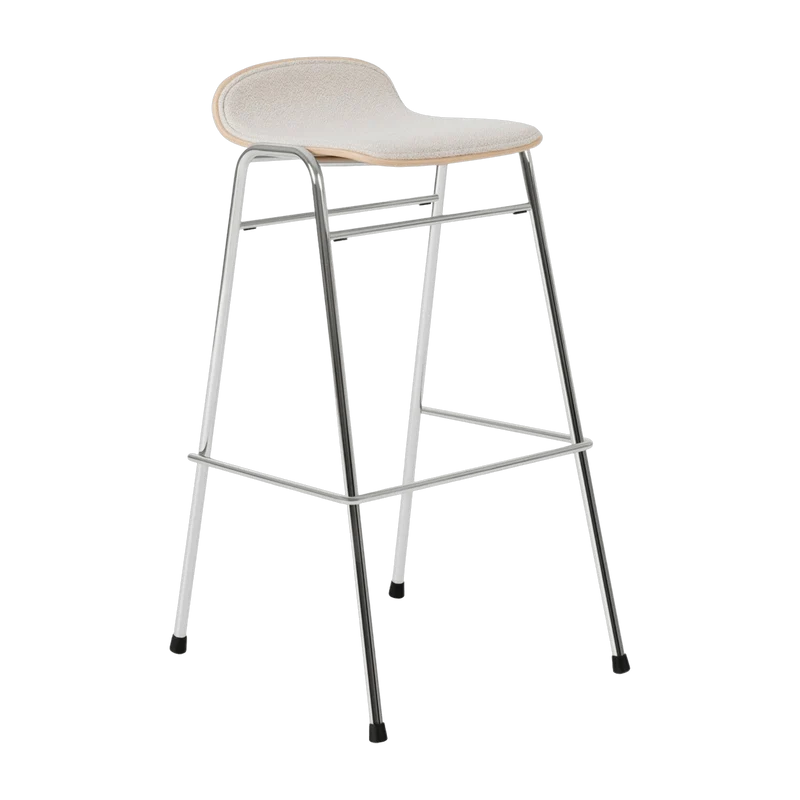 Tabouret de bar 75 cm en tissu gris et cadre argenté Touchwood - Hem
