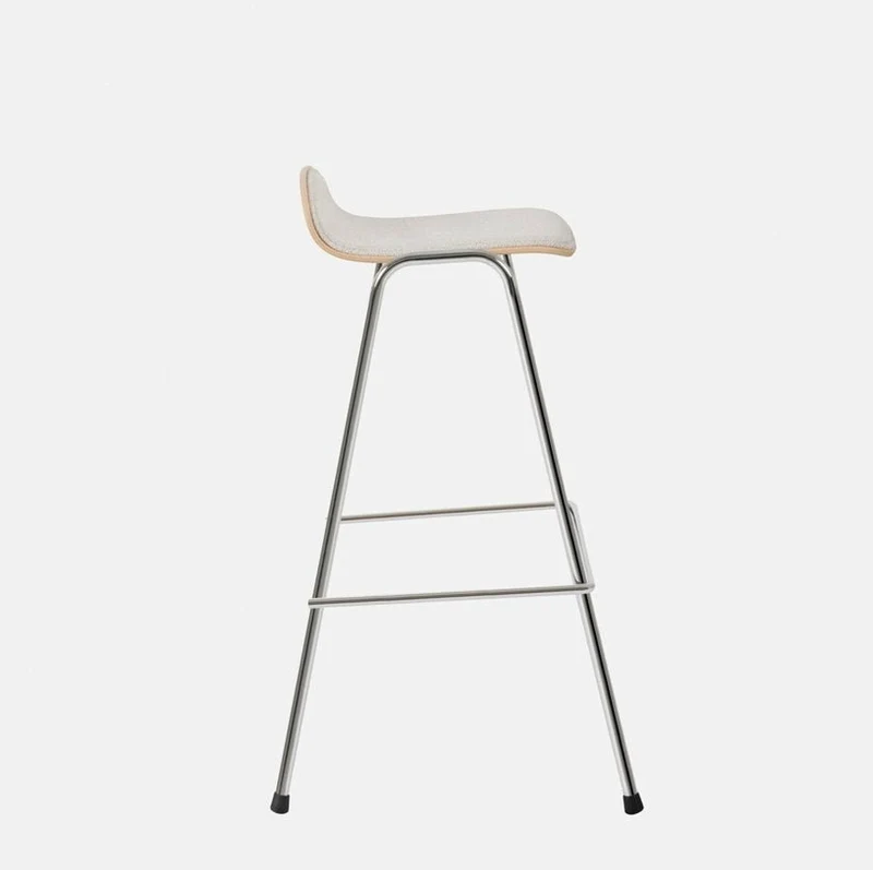 Tabouret de bar 75 cm en tissu gris et cadre argenté Touchwood - Hem