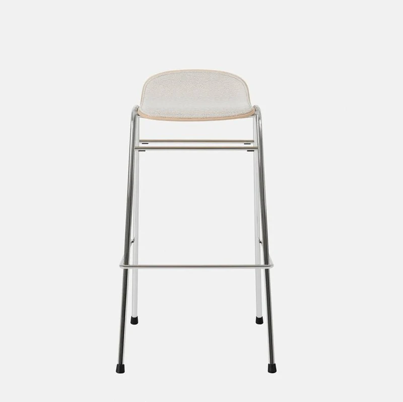 Tabouret de bar 75 cm en tissu gris et cadre argenté Touchwood - Hem