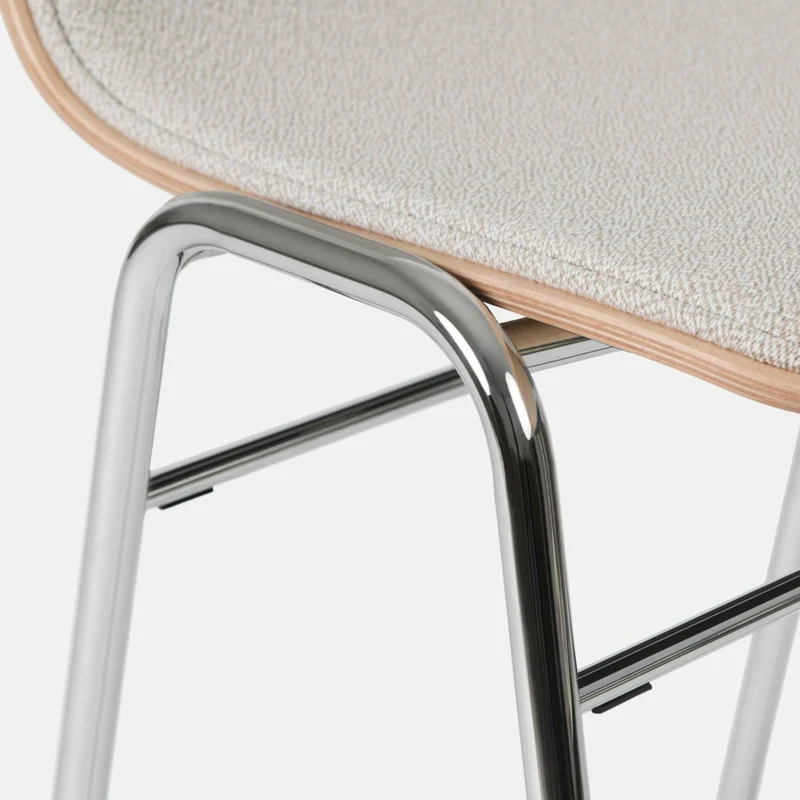 Tabouret de bar 75 cm en tissu gris et cadre argenté Touchwood - Hem