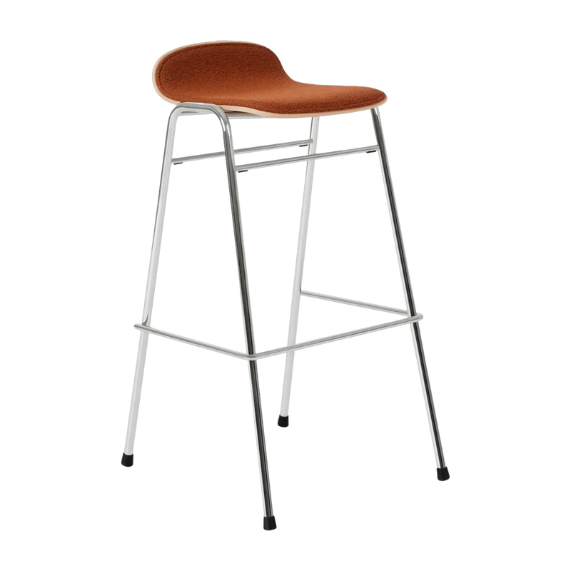 Tabouret de bar 75 cm en tissu rouge et cadre argenté Touchwood - Hem