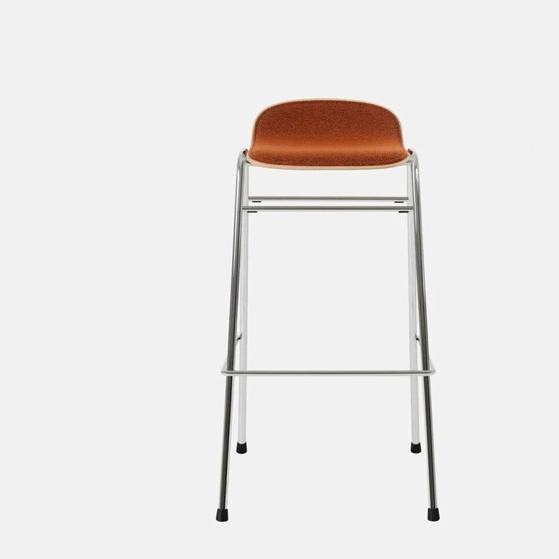 Tabouret de bar 75 cm en tissu rouge et cadre argenté Touchwood - Hem