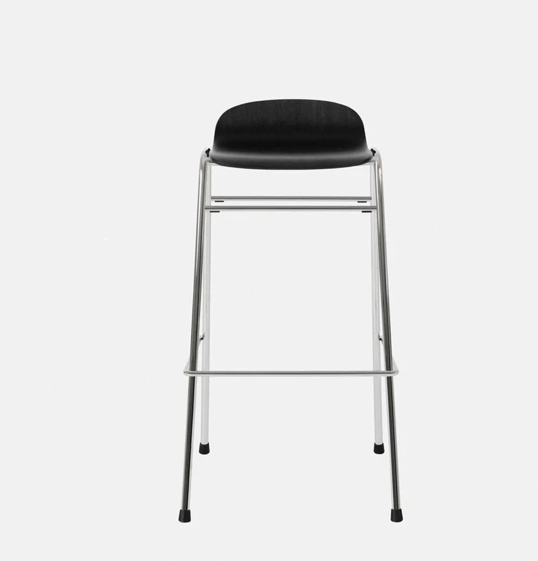 Tabouret de bar 75 cm en bois noir et cadre argenté Touchwood - Hem