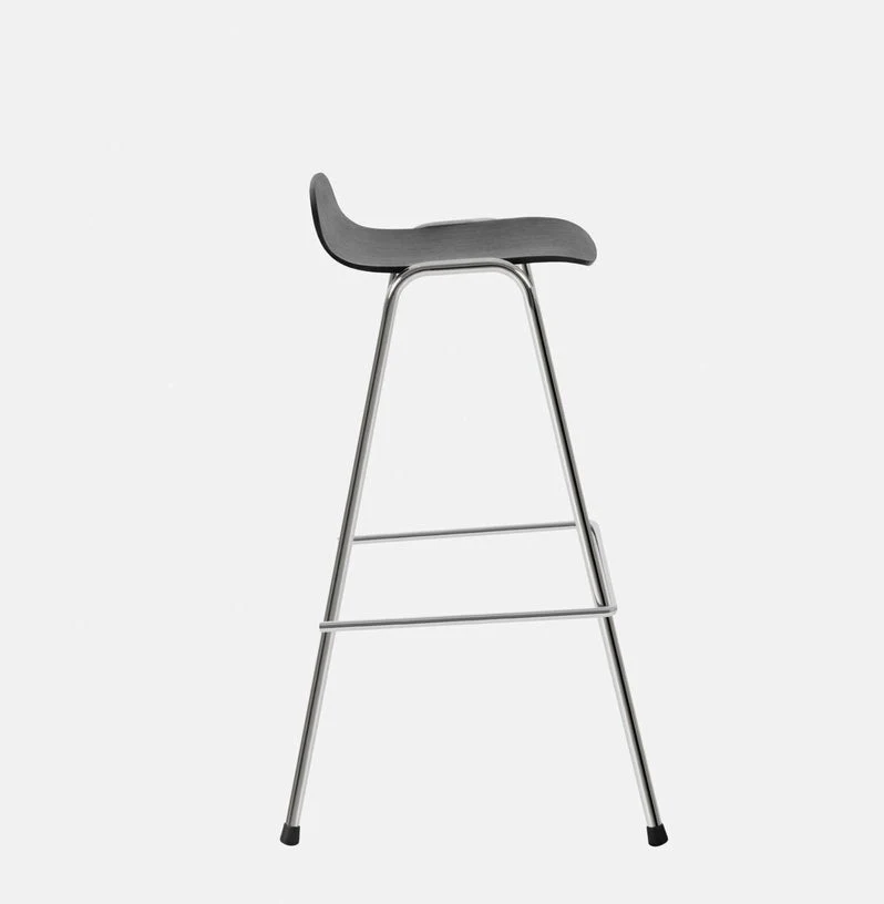 Tabouret de bar 75 cm en bois noir et cadre argenté Touchwood - Hem