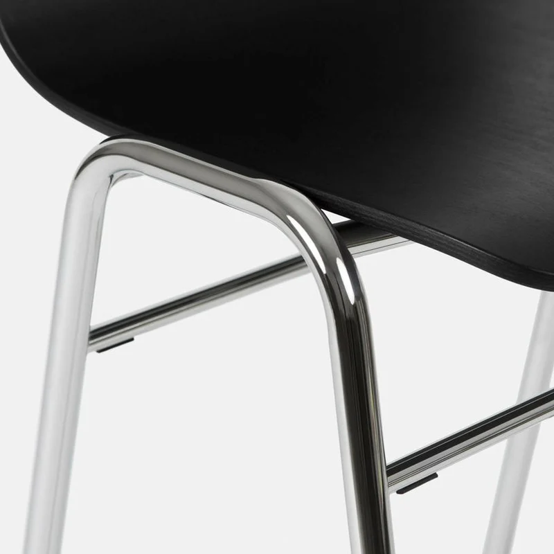 Tabouret de bar 75 cm en bois noir et cadre argenté Touchwood - Hem