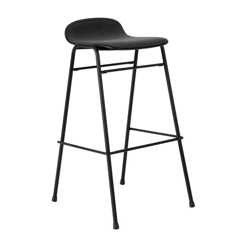 Tabouret de bar 75 cm en tissu noir et cadre noir Touchwood - Hem