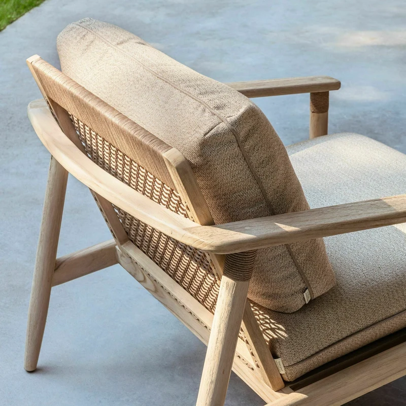 Fauteuil en teck vieilli et tissu Savane David - Vincent Sheppard
