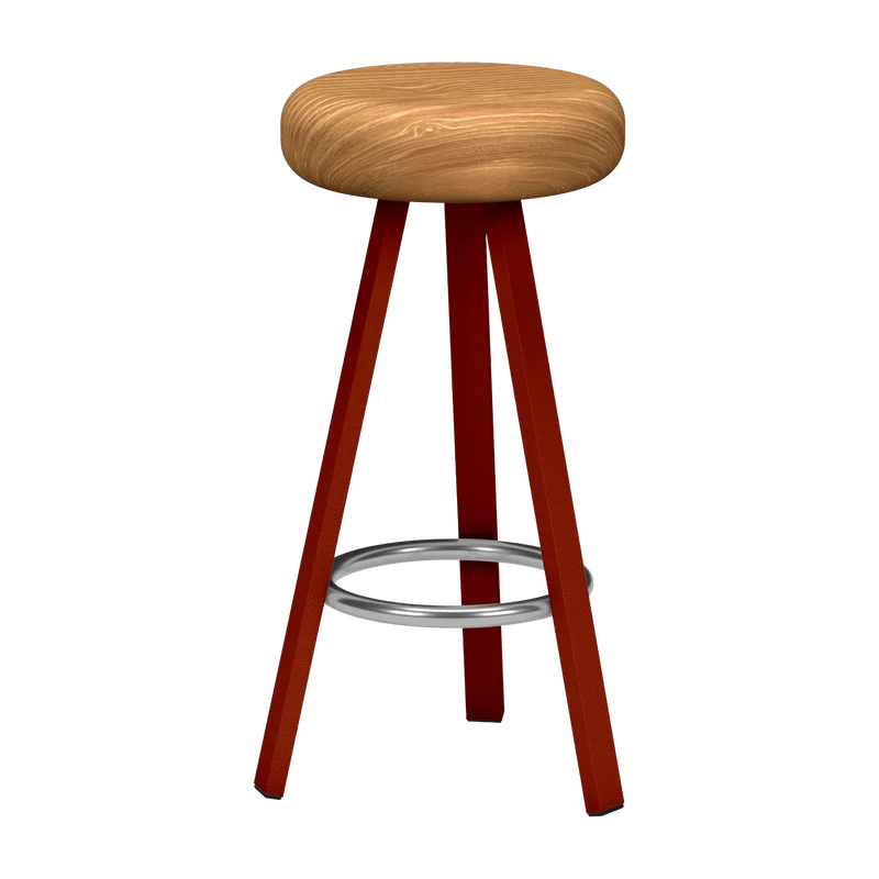 Tabouret haut en chêne et acier terracotta 75 cm Smack - Matière Grise