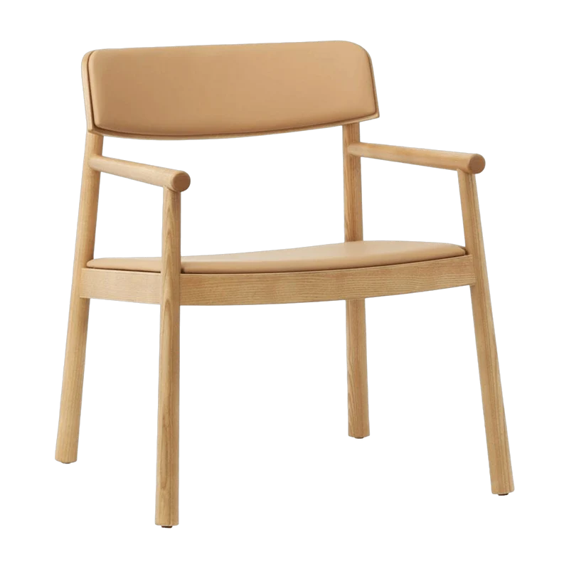 Fauteuil lounge en frêne brun et cuir camel Timb Tan/ Ultra Leather Camel - Normann Copenhagen