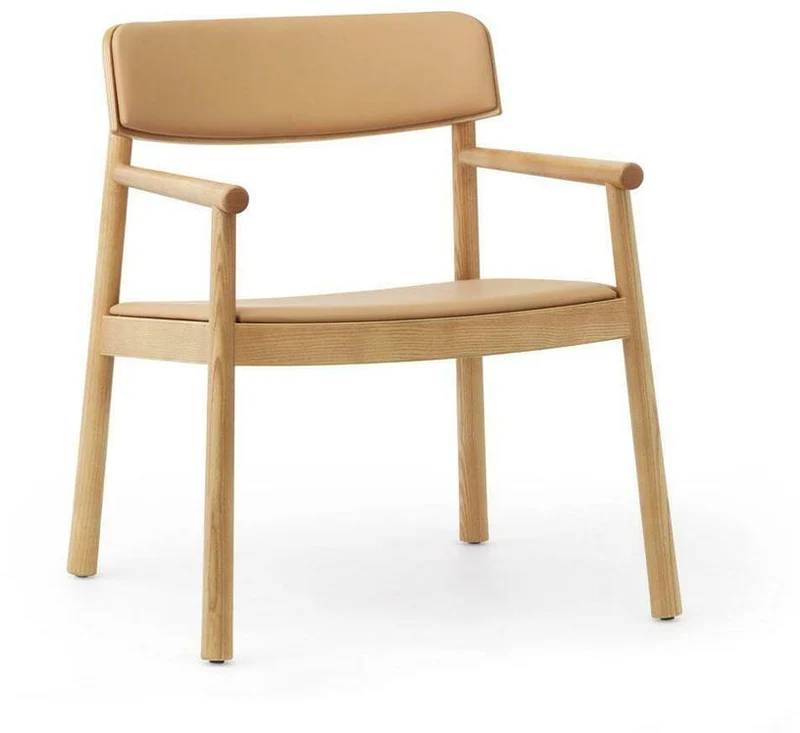 Fauteuil lounge en frêne brun et cuir camel Timb Tan/ Ultra Leather Camel - Normann Copenhagen