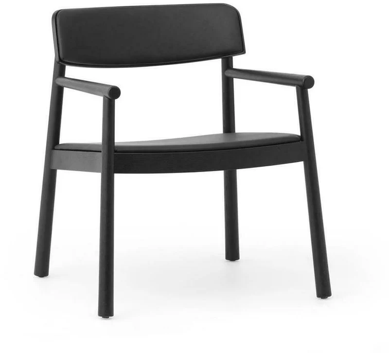 Fauteuil lounge en frêne noir et cuir noir Timb noir/ Ultra Leather noir - Normann Copenhagen