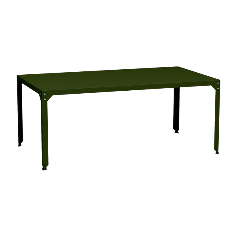 Table rectangulaire en acier mat kaki 100 cm Hegoa - Matière Grise