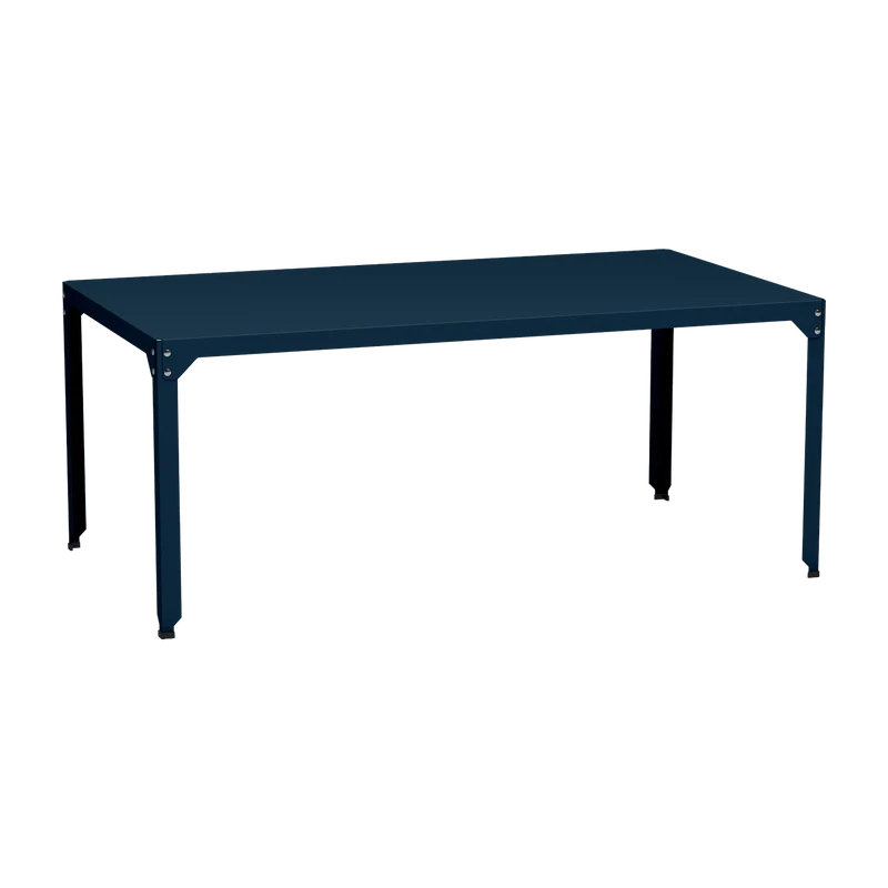 Table rectangulaire en acier mat denim 100 cm Hegoa - Matière Grise