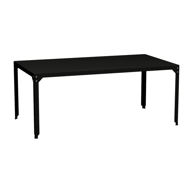 Table rectangulaire en acier mat noir mat 100 cm Hegoa - Matière Grise