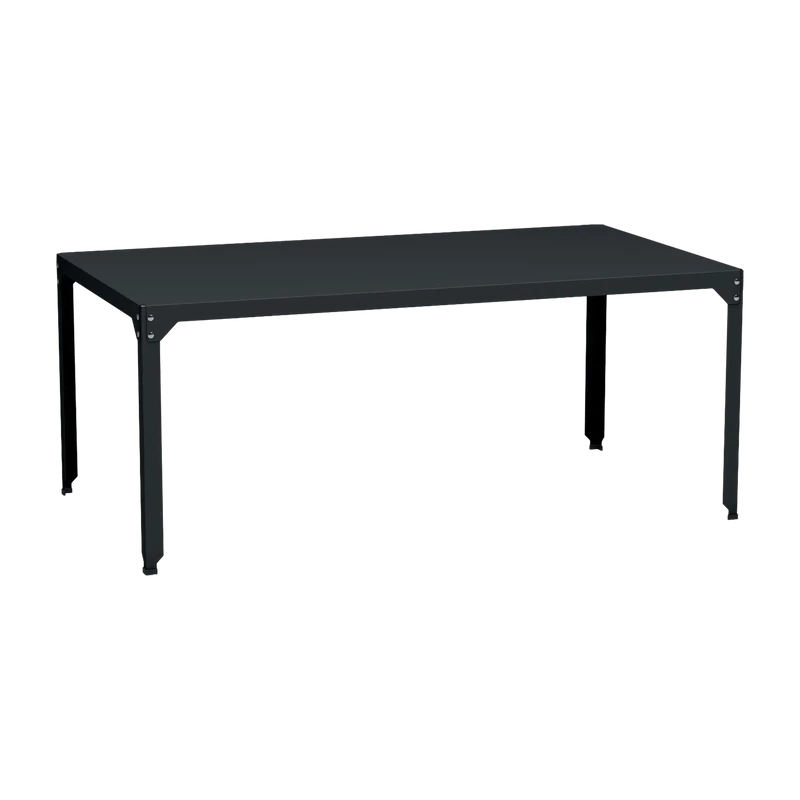 Table rectangulaire en acier mat anthracite 100 cm Hegoa - Matière Grise
