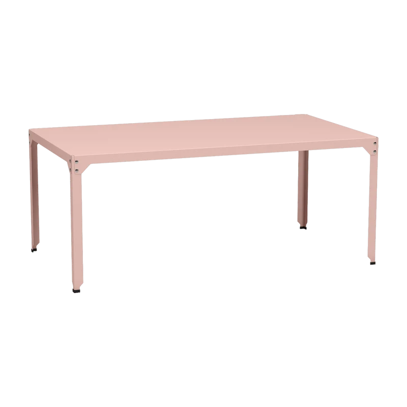 Table rectangulaire en acier mat baby pink 100 cm Hegoa - Matière Grise