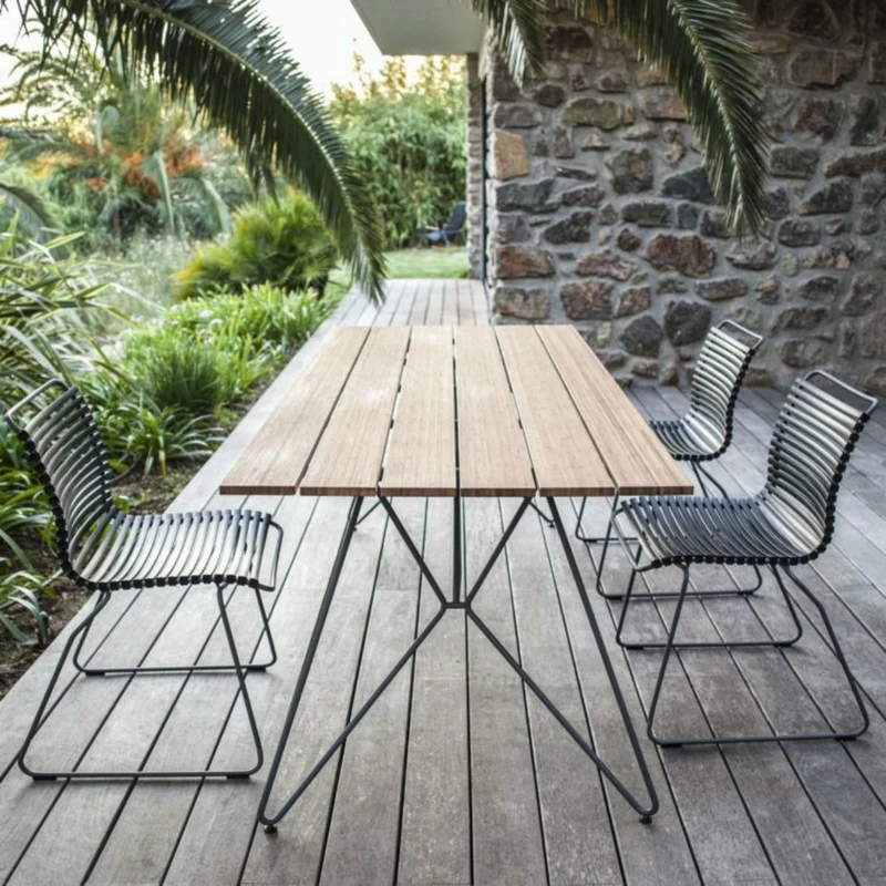 Chaise en métal et plastique bleu pigeon CLICK - Houe