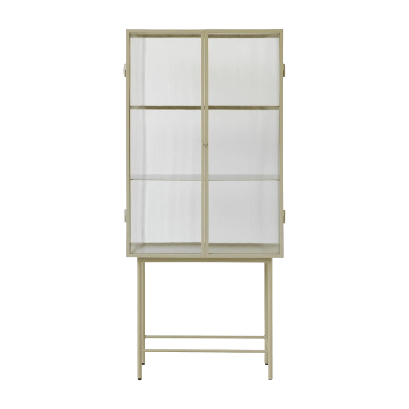 Vaisselier en verre et métal beige roseau 155 cm Haze - Ferm Living