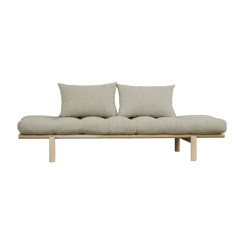 Lit de jour en bois clair et matelas lin Pace - Karup Design