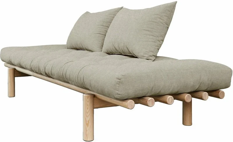 Lit de jour en bois clair et matelas lin Pace - Karup Design