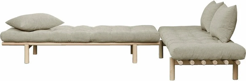 Lit de jour en bois clair et matelas lin Pace - Karup Design