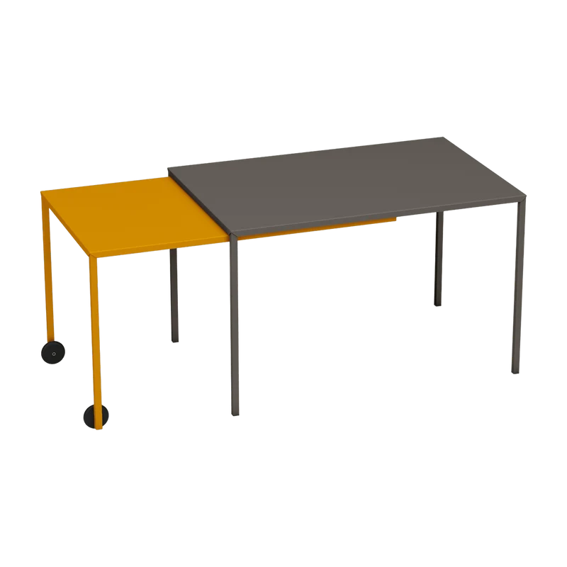 Table rectangulaire coulissante taupe et safran Rafale - Matière Grise
