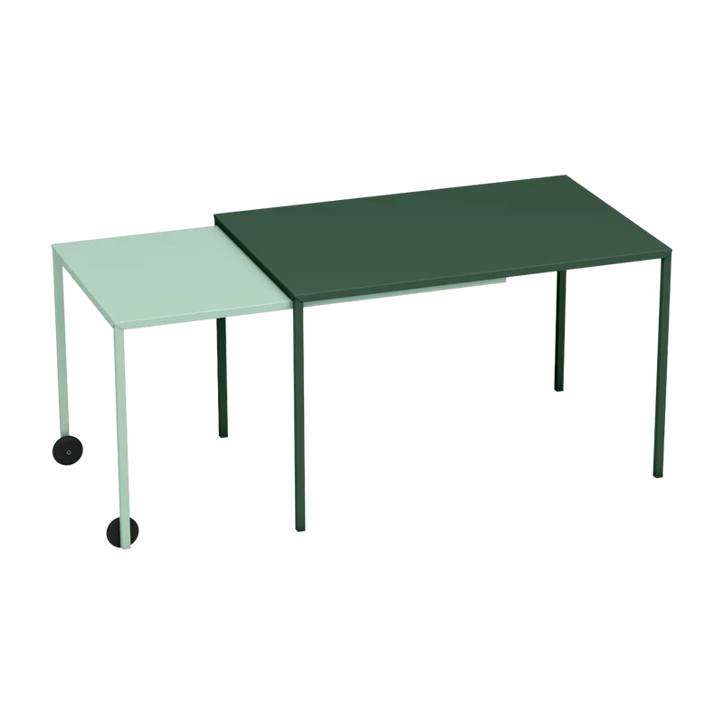 Table rectangulaire coulissante olive et vert d'eau Rafale - Matière Grise