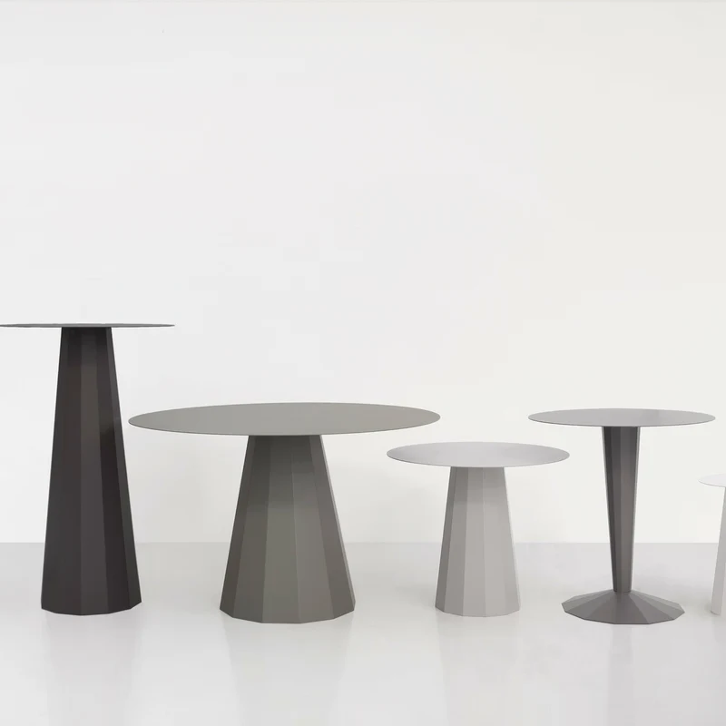 Table ronde en acier mat blanche 80 cm Ankara - Matière Grise