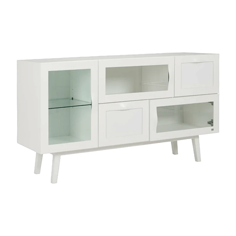 Buffet en bouleau et MDF blanc Rainbow - Hans k