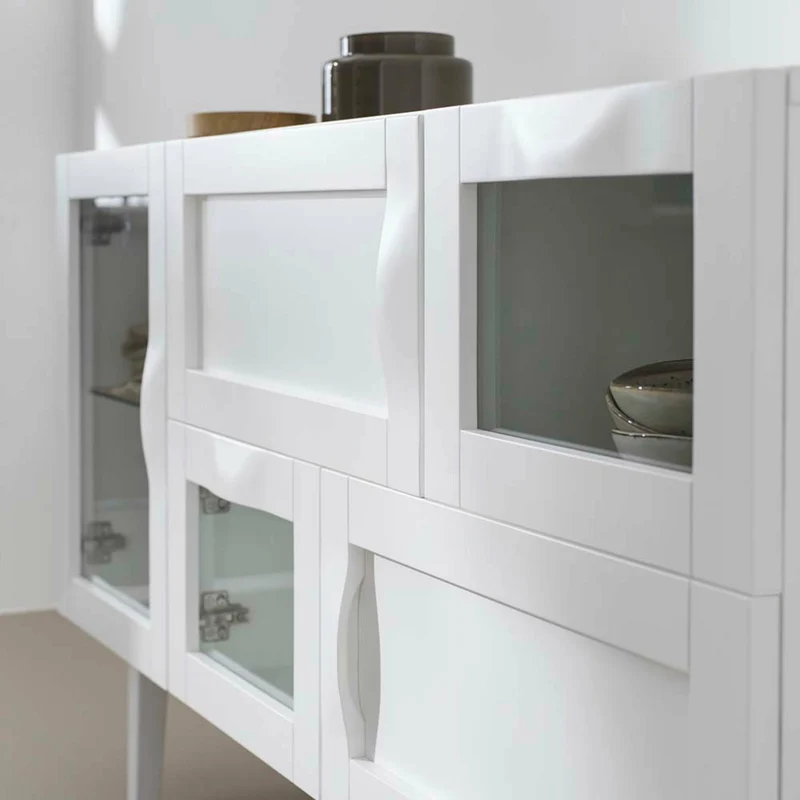 Buffet en bouleau et MDF blanc Rainbow - Hans k