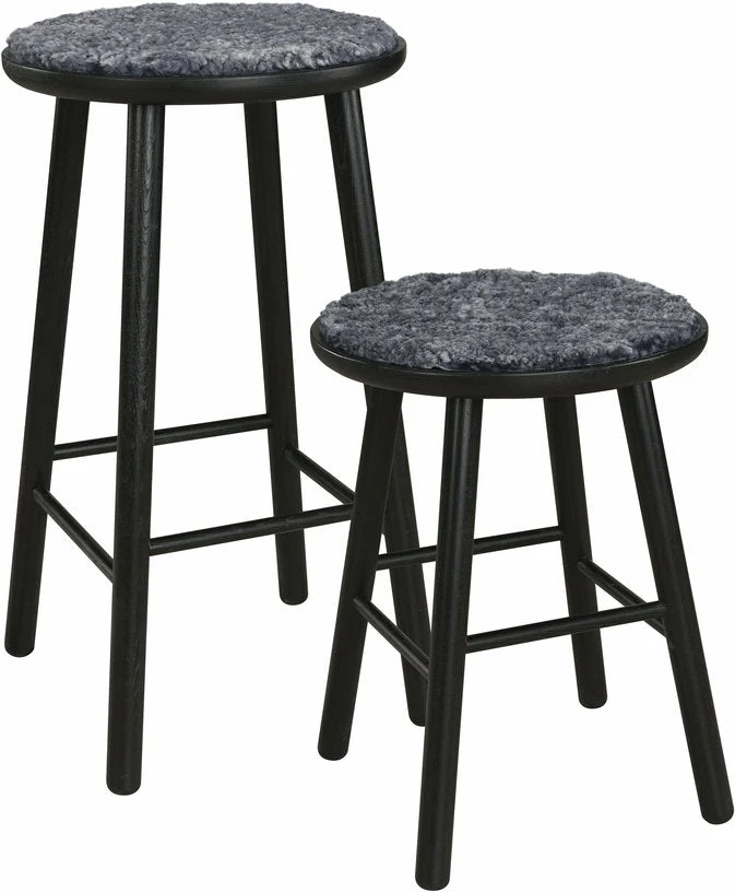 Coussin d'assise pour tabouret en peau de mouton graphite ZigZag - Hans K