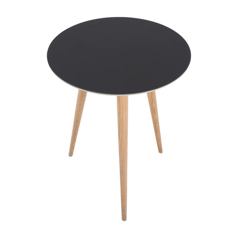 Table d'appoint ronde en chêne et plateau en linoléum noir 45 cm Arp - Gazzda