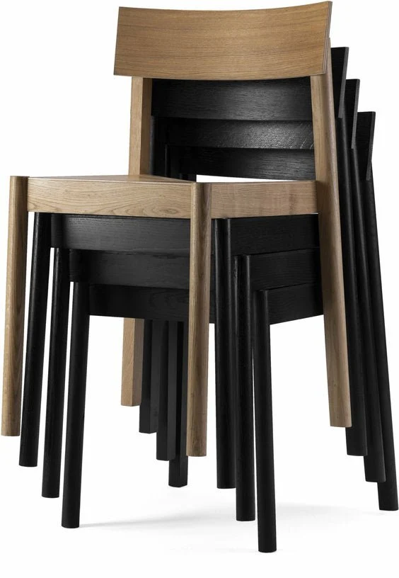 Chaise en chêne teinté noir et dossier rectangulaire Citizen - Emko
