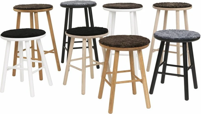 Tabouret en frêne noir 47 cm ZigZag - Hans K