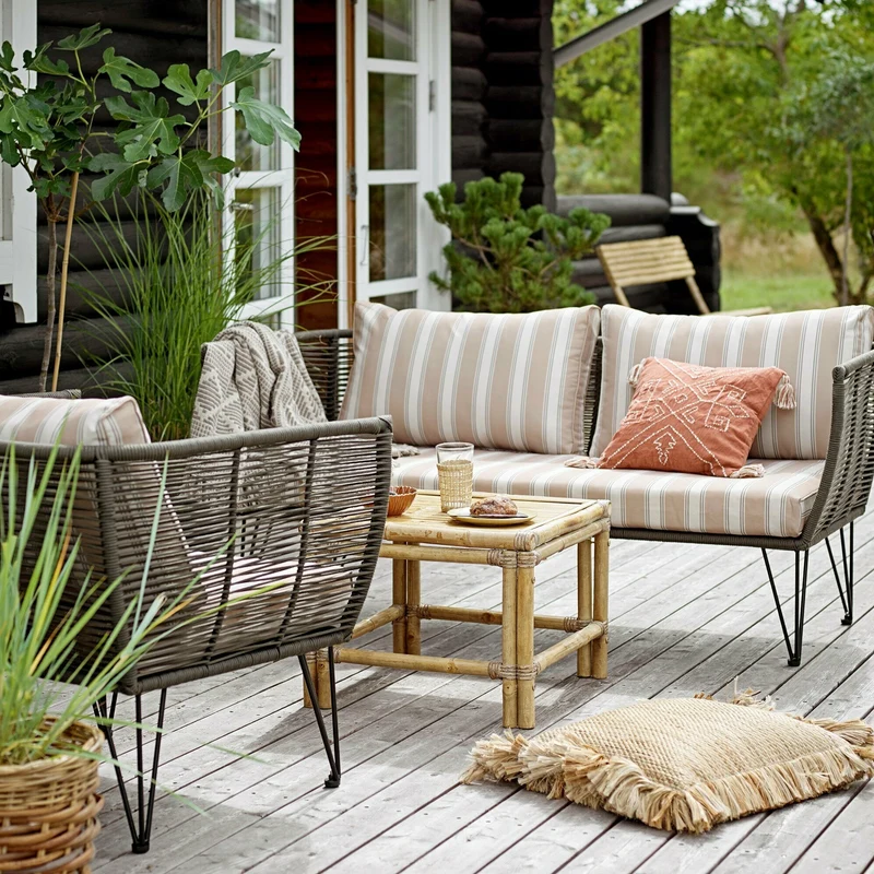 Fauteuil lounge en corde et métal vert Mundo - Bloomingville