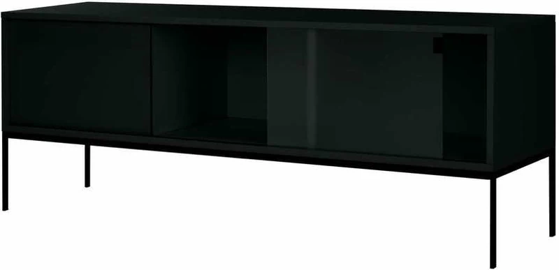 Buffet en mdf et acier noir volcanique Met Media - noo.ma