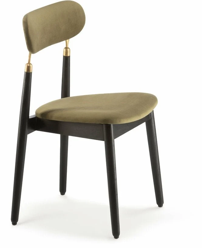 Chaise en chêne teinté noir et velours vert mousse 7.1 - Emko