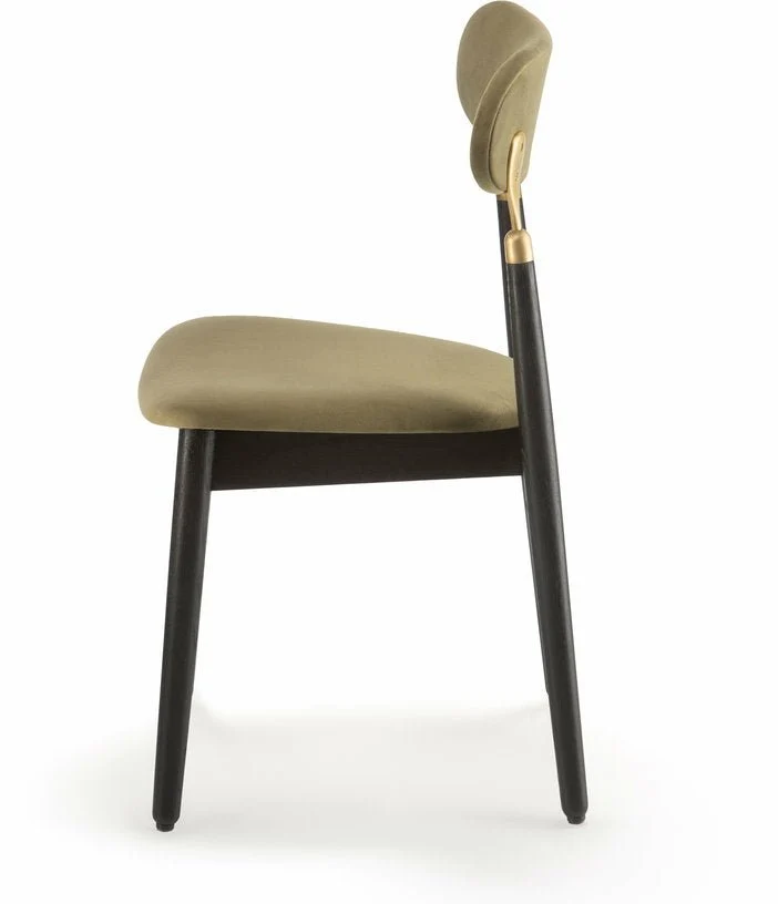 Chaise en chêne teinté noir et velours vert mousse 7.1 - Emko