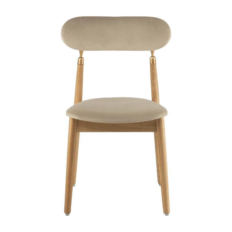 Chaise en chêne huilé et velours beige 7.1 - Emko