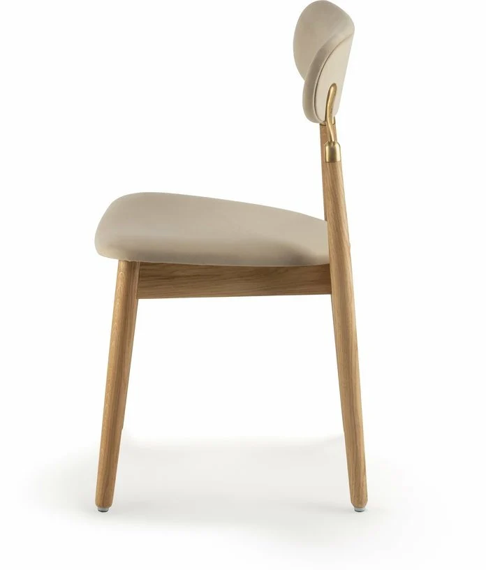 Chaise en chêne huilé et velours beige 7.1 - Emko