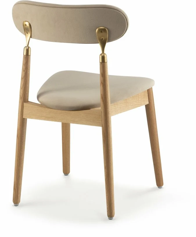 Chaise en chêne huilé et velours beige 7.1 - Emko