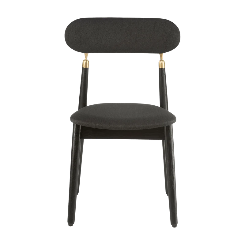 Chaise en chêne teinté noir avec tissu tissé noir 7.1 - Emko