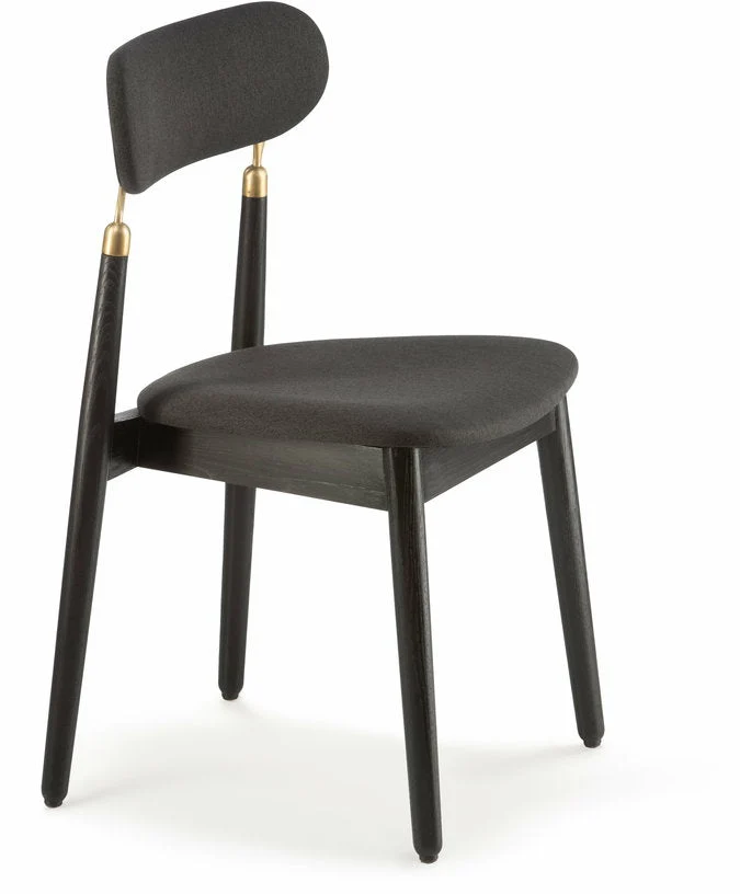 Chaise en chêne teinté noir avec tissu tissé noir 7.1 - Emko